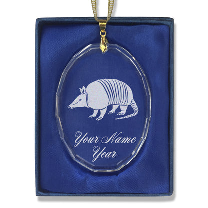LaserGram Christmas Ornament, Armadillo, Personalized Engraving Included (Oval Shape)
