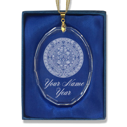 LaserGram Christmas Ornament, Aztec Calendar, Personalized Engraving Included (Oval Shape)