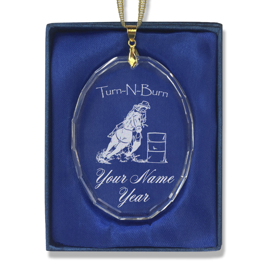 LaserGram Christmas Ornament, Barrel Racer Turn N Burn, Personalized Engraving Included (Oval Shape)