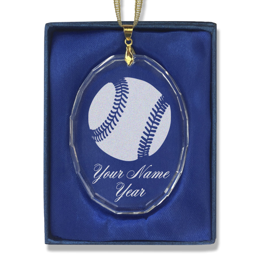 LaserGram Christmas Ornament, Baseball Ball, Personalized Engraving Included (Oval Shape)