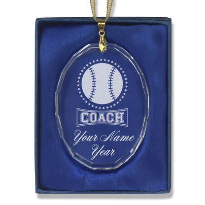 LaserGram Christmas Ornament, Baseball Coach, Personalized Engraving Included (Oval Shape)