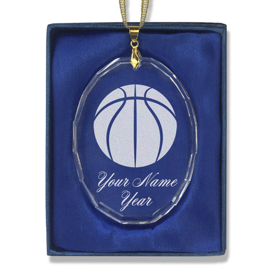 LaserGram Christmas Ornament, Basketball Ball, Personalized Engraving Included (Oval Shape)