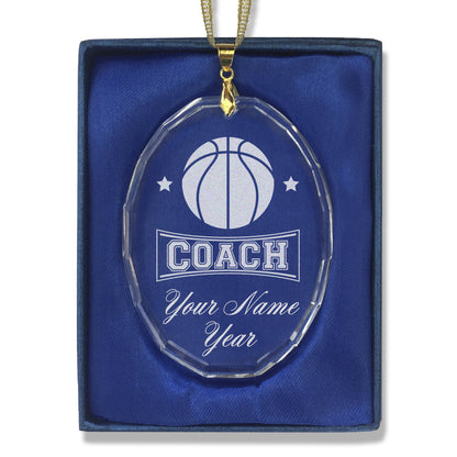 LaserGram Christmas Ornament, Basketball Coach, Personalized Engraving Included (Oval Shape)