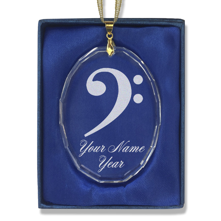 LaserGram Christmas Ornament, Bass Clef, Personalized Engraving Included (Oval Shape)