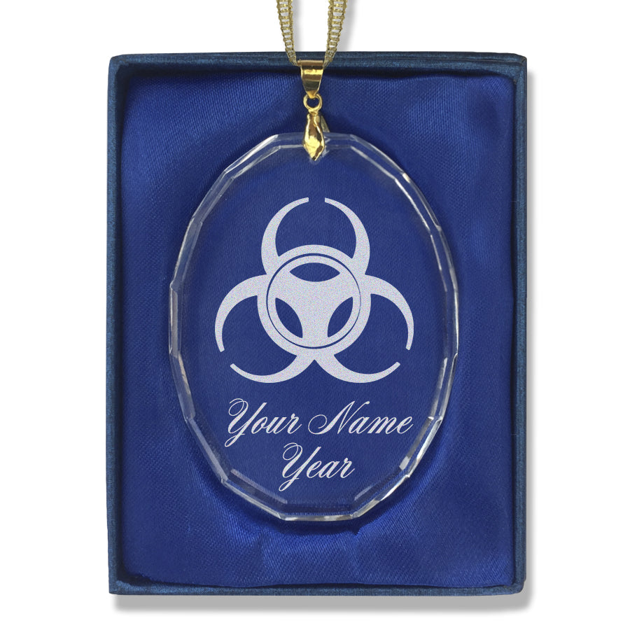 LaserGram Christmas Ornament, Biohazard Symbol, Personalized Engraving Included (Oval Shape)