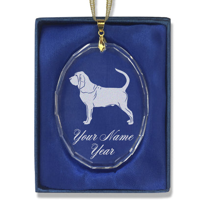 LaserGram Christmas Ornament, Bloodhound Dog, Personalized Engraving Included (Oval Shape)