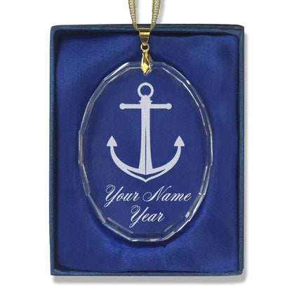 LaserGram Christmas Ornament, Boat Anchor, Personalized Engraving Included (Oval Shape)