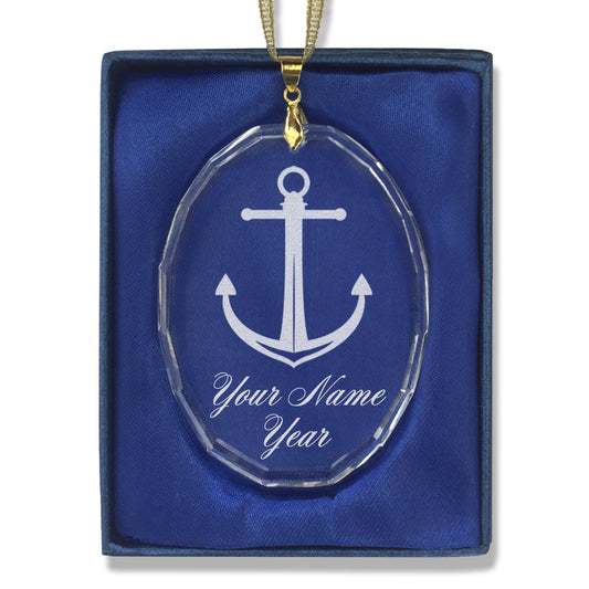 LaserGram Christmas Ornament, Boat Anchor, Personalized Engraving Included (Oval Shape)