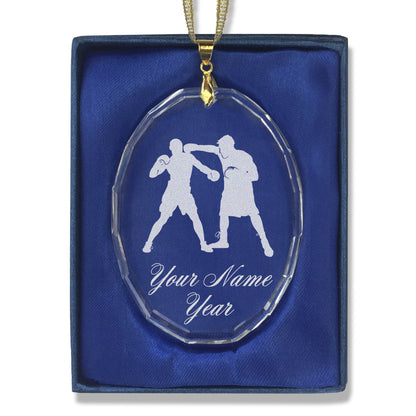 LaserGram Christmas Ornament, Boxers Boxing, Personalized Engraving Included (Oval Shape)