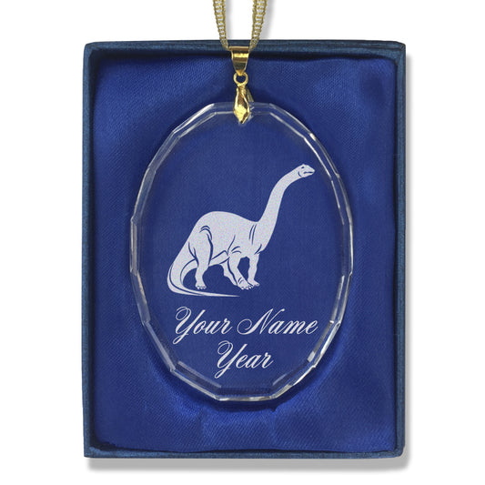 LaserGram Christmas Ornament, Brontosaurus Dinosaur, Personalized Engraving Included (Oval Shape)