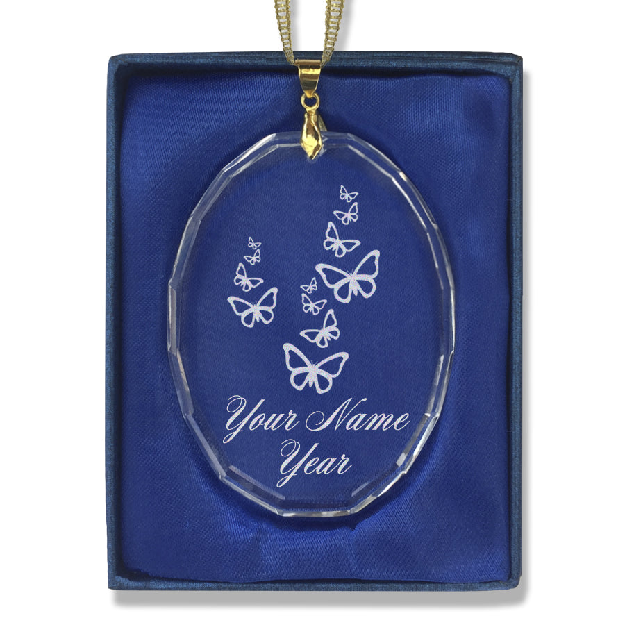 LaserGram Christmas Ornament, Butterflies, Personalized Engraving Included (Oval Shape)