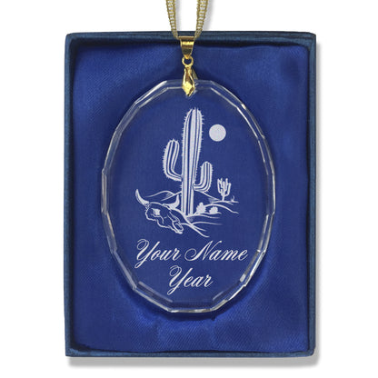 LaserGram Christmas Ornament, Cactus, Personalized Engraving Included (Oval Shape)