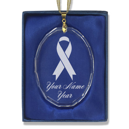 LaserGram Christmas Ornament, Cancer Awareness Ribbon, Personalized Engraving Included (Oval Shape)