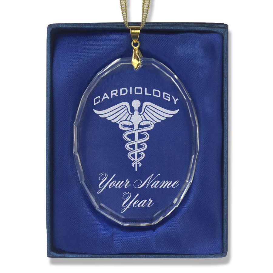 LaserGram Christmas Ornament, Cardiology, Personalized Engraving Included (Oval Shape)