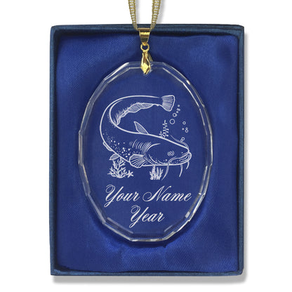 LaserGram Christmas Ornament, Catfish, Personalized Engraving Included (Oval Shape)