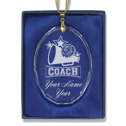 LaserGram Christmas Ornament, Cheerleading Coach, Personalized Engraving Included (Oval Shape)