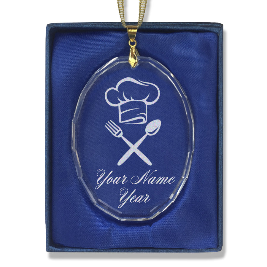 LaserGram Christmas Ornament, Chef Hat, Personalized Engraving Included (Oval Shape)