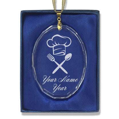 LaserGram Christmas Ornament, Chef Hat, Personalized Engraving Included (Oval Shape)
