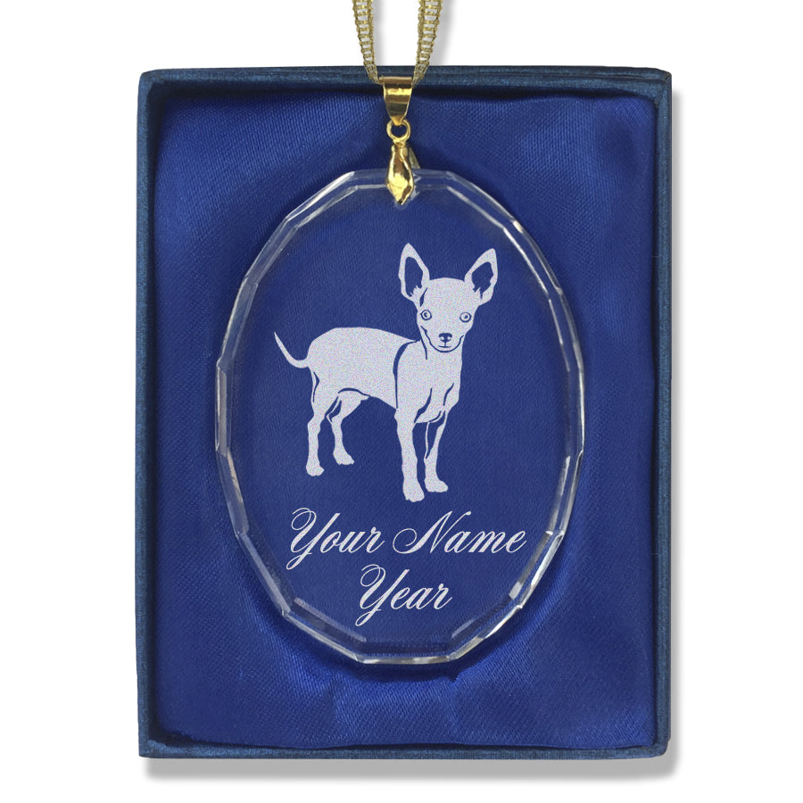 LaserGram Christmas Ornament, Chihuahua Dog, Personalized Engraving Included (Oval Shape)