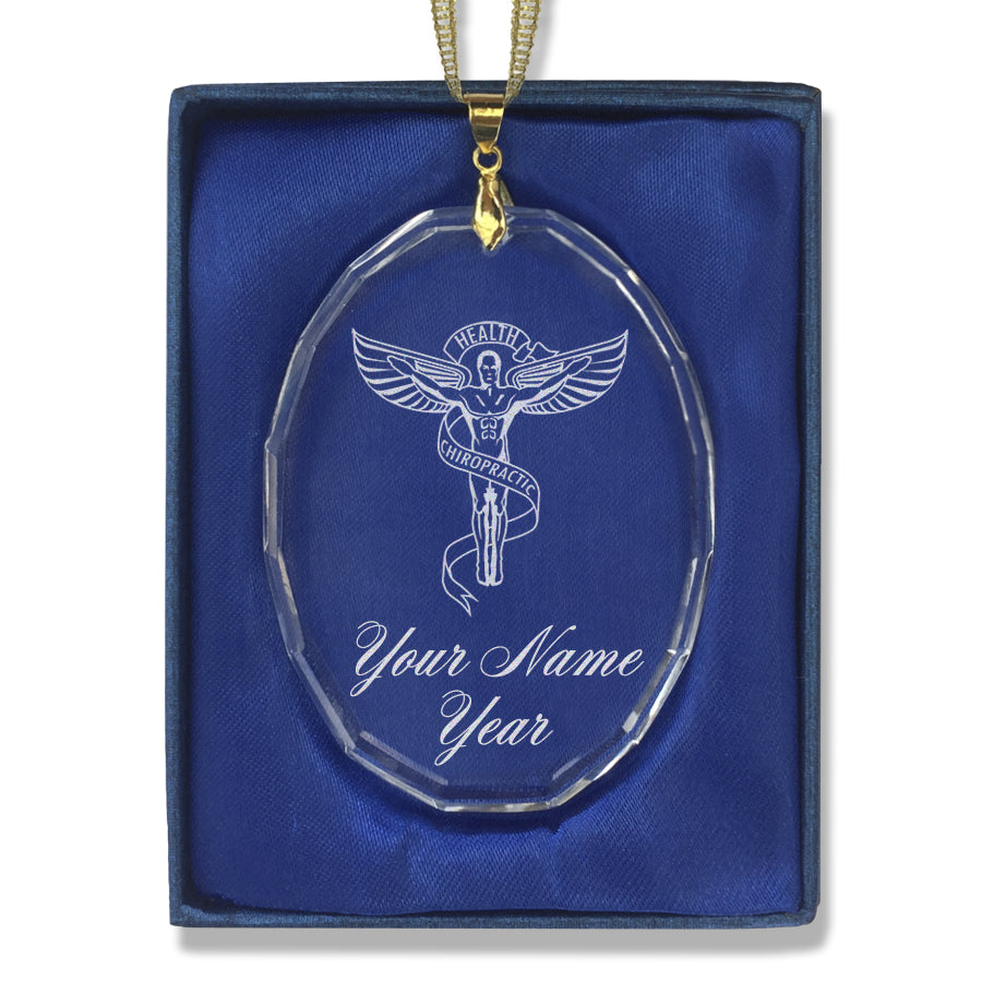 LaserGram Christmas Ornament, Chiropractic Symbol, Personalized Engraving Included (Oval Shape)