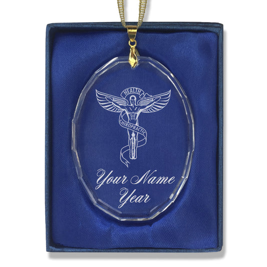 LaserGram Christmas Ornament, Chiropractic Symbol, Personalized Engraving Included (Oval Shape)