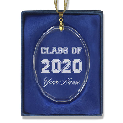 LaserGram Christmas Ornament, Class of 2020, Personalized Engraving Included (Oval Shape)