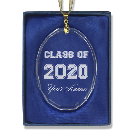 LaserGram Christmas Ornament, Class of 2020, Personalized Engraving Included (Oval Shape)