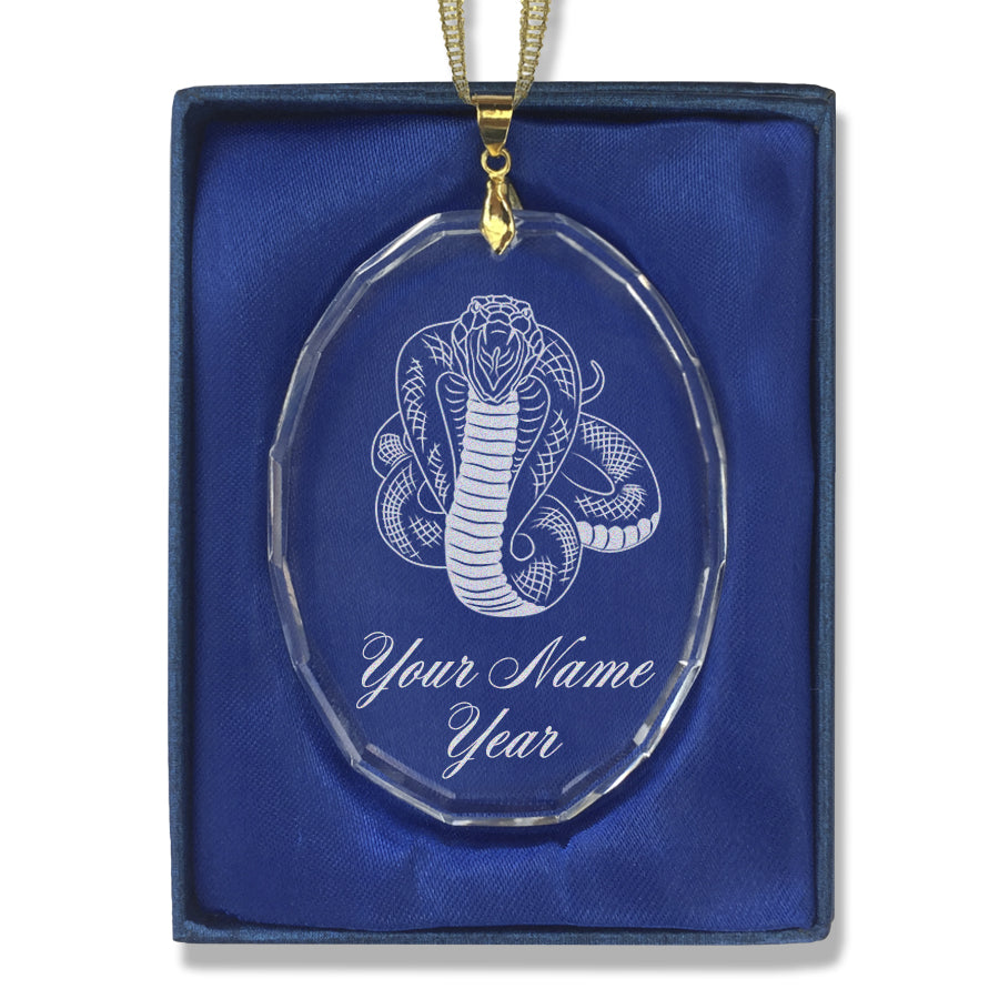 LaserGram Christmas Ornament, Cobra Snake, Personalized Engraving Included (Oval Shape)