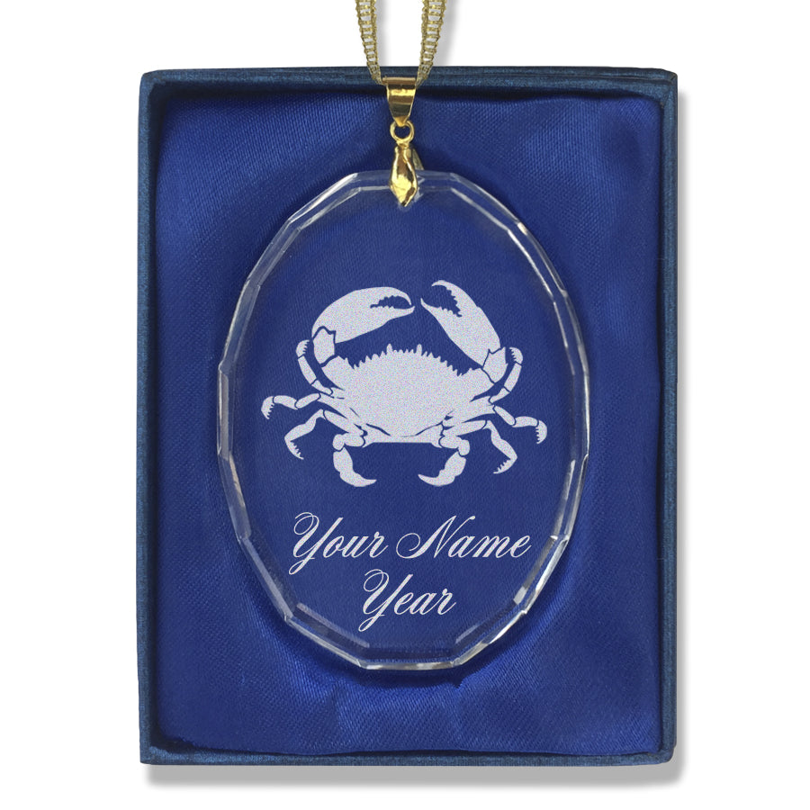 LaserGram Christmas Ornament, Crab, Personalized Engraving Included (Oval Shape)
