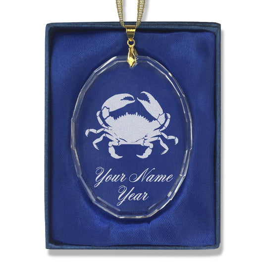 LaserGram Christmas Ornament, Crab, Personalized Engraving Included (Oval Shape)