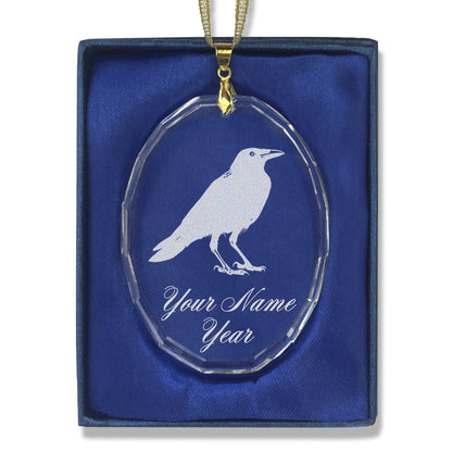 LaserGram Christmas Ornament, Crow, Personalized Engraving Included (Oval Shape)