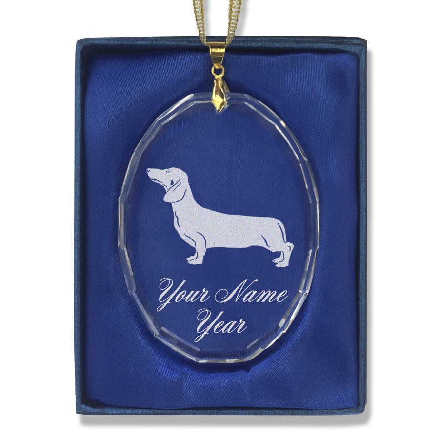 LaserGram Christmas Ornament, Dachshund Dog, Personalized Engraving Included (Oval Shape)
