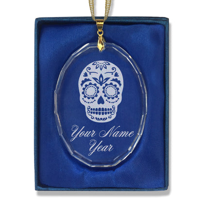 LaserGram Christmas Ornament, Day of the Dead, Personalized Engraving Included (Oval Shape)