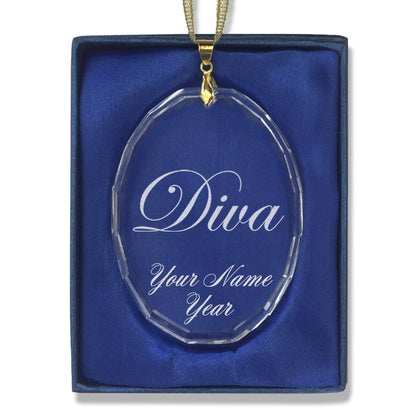LaserGram Christmas Ornament, Diva, Personalized Engraving Included (Oval Shape)