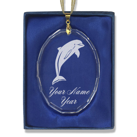 LaserGram Christmas Ornament, Dolphin, Personalized Engraving Included (Oval Shape)