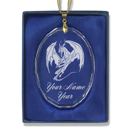 LaserGram Christmas Ornament, Dragon, Personalized Engraving Included (Oval Shape)