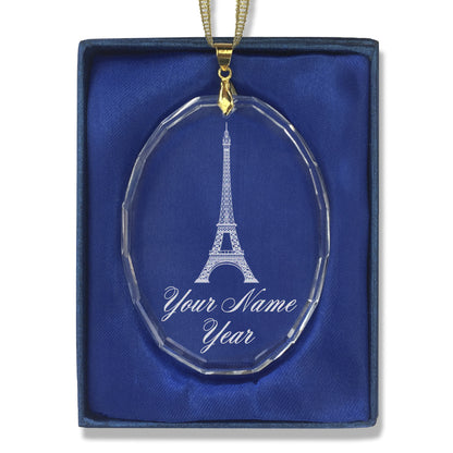 LaserGram Christmas Ornament, Eiffel Tower, Personalized Engraving Included (Oval Shape)