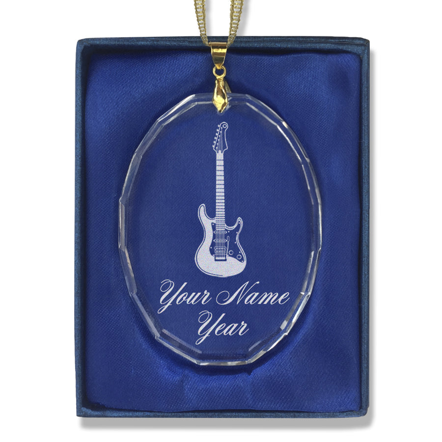LaserGram Christmas Ornament, Electric Guitar, Personalized Engraving Included (Oval Shape)