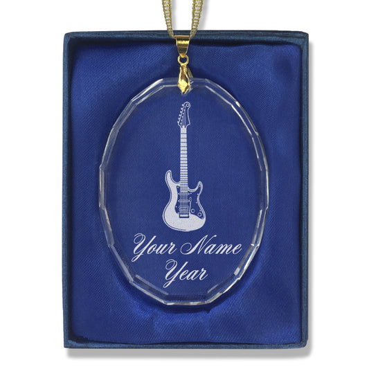 LaserGram Christmas Ornament, Electric Guitar, Personalized Engraving Included (Oval Shape)