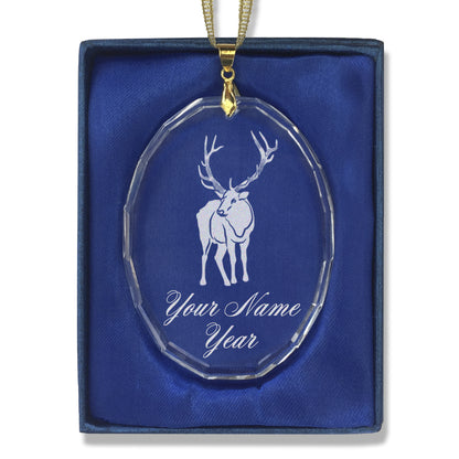 LaserGram Christmas Ornament, Elk, Personalized Engraving Included (Oval Shape)