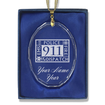 LaserGram Christmas Ornament, Emergency Dispatcher 911, Personalized Engraving Included (Oval Shape)