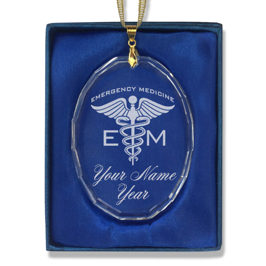 LaserGram Christmas Ornament, Emergency Medicine, Personalized Engraving Included (Oval Shape)