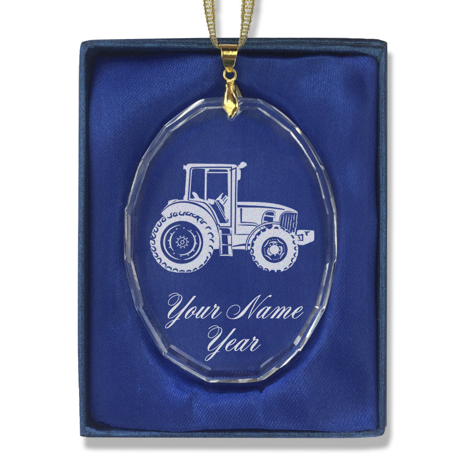 LaserGram Christmas Ornament, Farm Tractor, Personalized Engraving Included (Oval Shape)