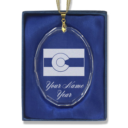 LaserGram Christmas Ornament, Flag of Colorado, Personalized Engraving Included (Oval Shape)