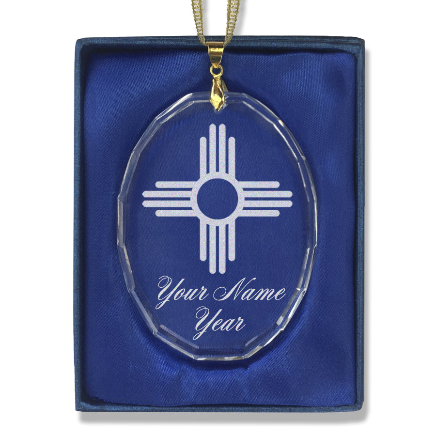LaserGram Christmas Ornament, Flag of New Mexico, Personalized Engraving Included (Oval Shape)