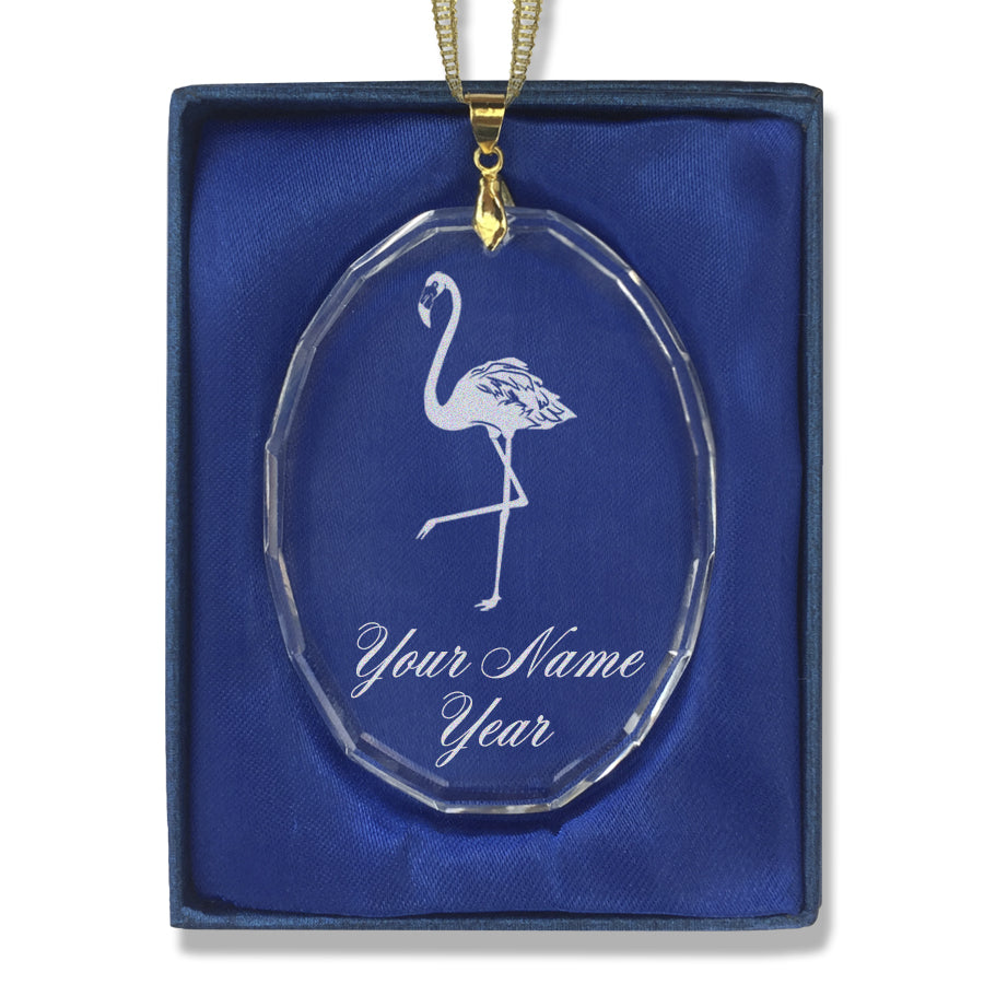 LaserGram Christmas Ornament, Flamingo, Personalized Engraving Included (Oval Shape)