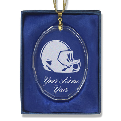 LaserGram Christmas Ornament, Football Helmet, Personalized Engraving Included (Oval Shape)
