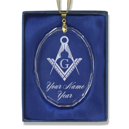 LaserGram Christmas Ornament, Freemason Symbol, Personalized Engraving Included (Oval Shape)