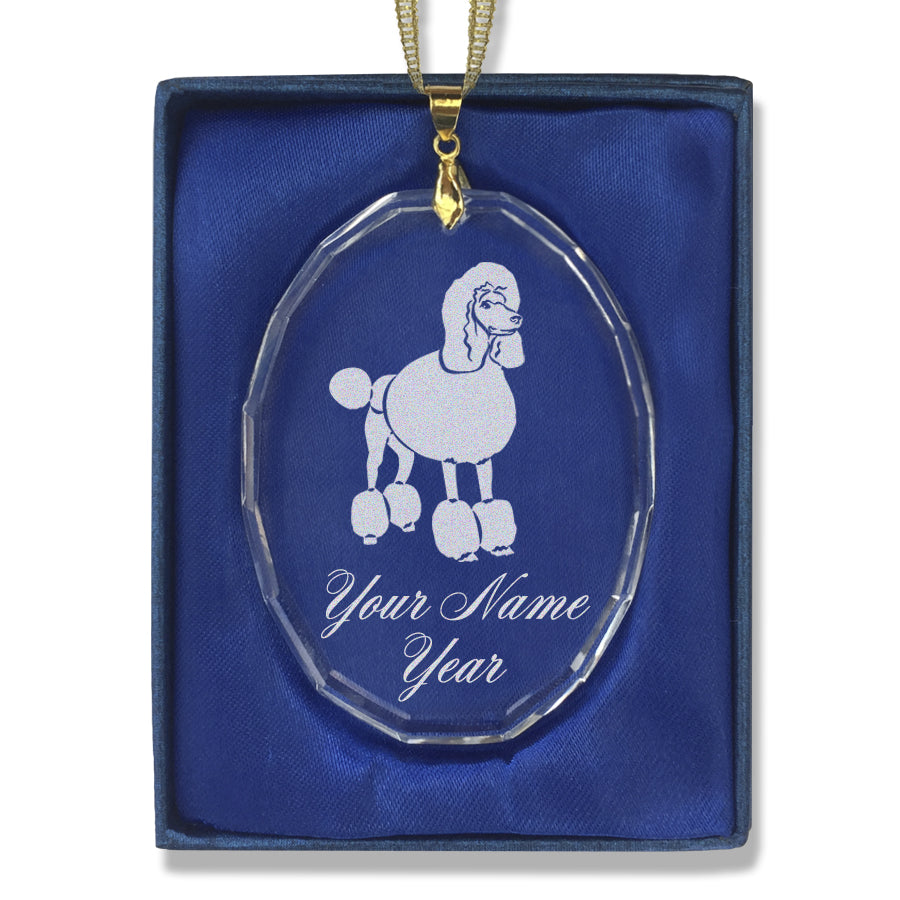 LaserGram Christmas Ornament, French Poodle Dog, Personalized Engraving Included (Oval Shape)