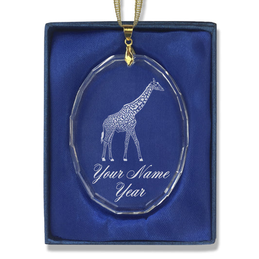 LaserGram Christmas Ornament, Giraffe, Personalized Engraving Included (Oval Shape)